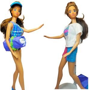 1989 Vintage  Beach Blast Teresa Barbie Doll Redressed Upcycled 2 Outfit…